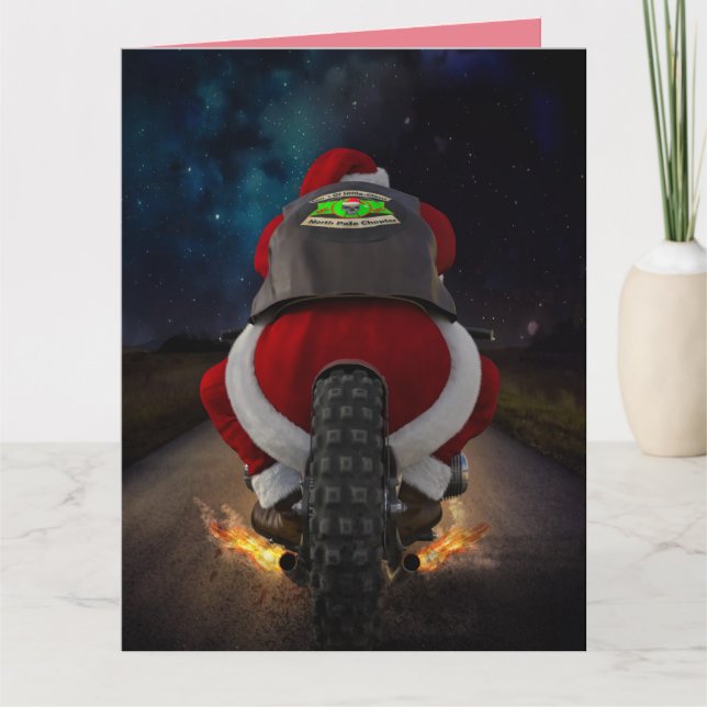 FUNNY SANTA MOTORCYLE CHRISTMAS CARD (Front)
