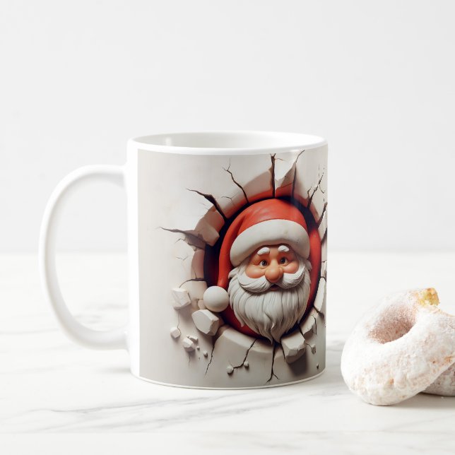 Funny Santa Mug - Crashing Through the Holidays (With Donut)