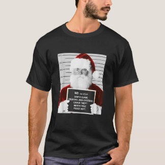 Funny Santa Mugshot in Prison Christmas T-Shirt