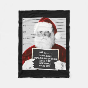 Funny Santa Mugshot Santa Claus Jailed Christmas Fleece Blanket