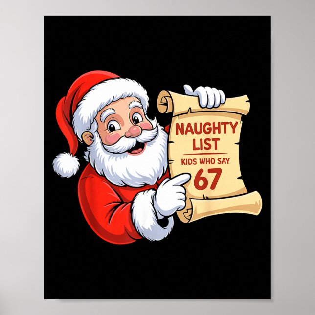 Funny Santa Naughty List Kids Who Say 67 Six Seven Poster (Front)