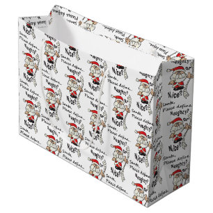 Funny Santa Naughty or Nice Large Gift Bag