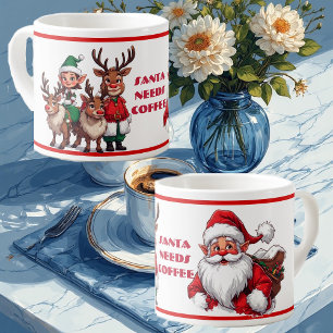 Funny Santa Needs Coffee Humorous Christmas Coffee Espresso Cup