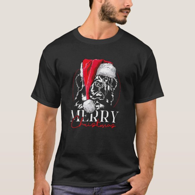 Funny Santa Newfoundland Newfie Merry Christmas do T-Shirt (Front)