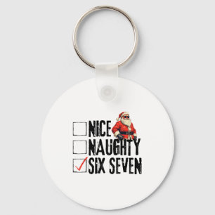 Funny Santa Nice Naughty Six Seven Meme 67 Christm Key Ring