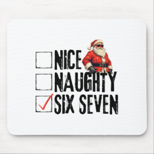 Funny Santa Nice Naughty Six Seven Meme 67 Christm Mouse Mat