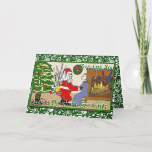 Funny Santa on Fire Christmas card