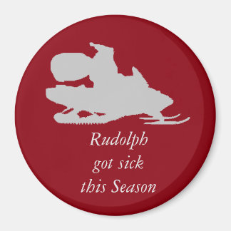 Funny santa on snowmobile magnet