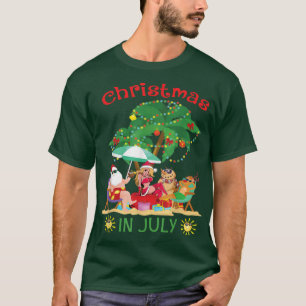 Funny Santa On The Beach With Biniki Girl Christma T-Shirt