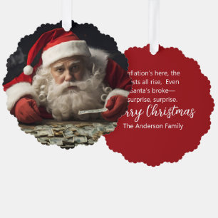 Funny Santa Ornament Card with Inflation Rhyme