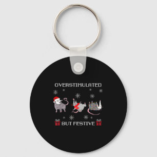 Funny Santa Ossums Overstimulated But Festive Xmas Key Ring