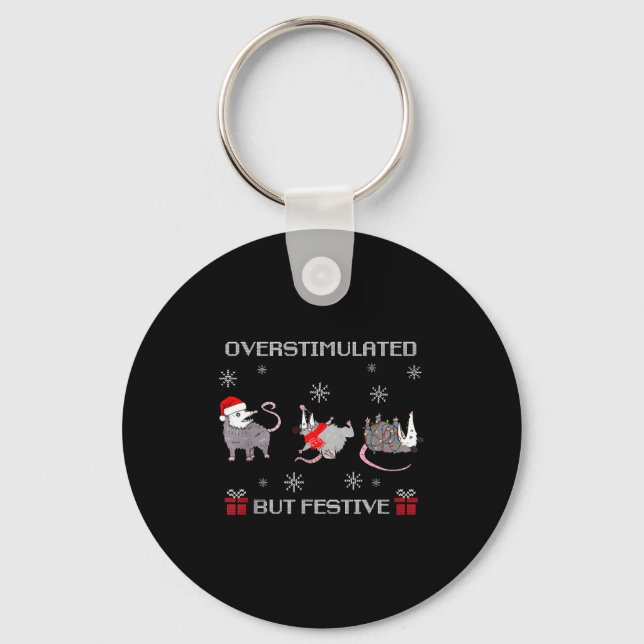 Funny Santa Ossums Overstimulated But Festive Xmas Key Ring (Front)