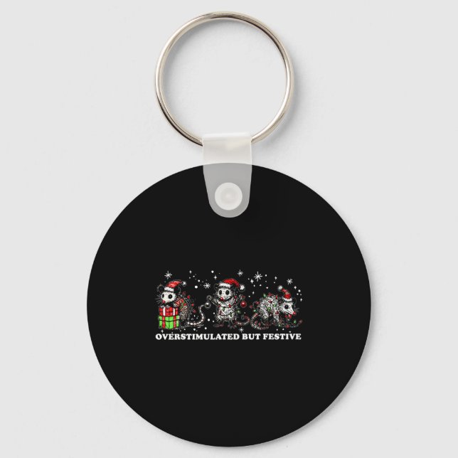 Funny Santa Ossums Overstimulated But Festive Xmas Key Ring (Front)