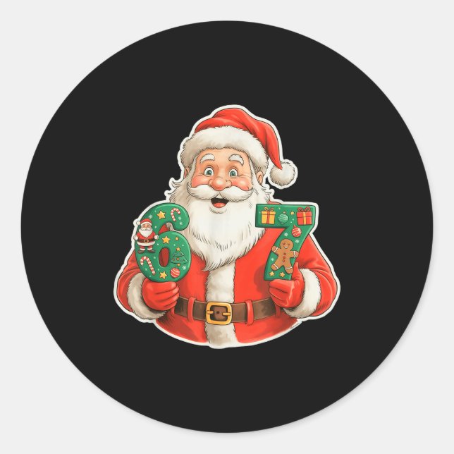 Funny Santa Pajamas Christmas 2025 Six Seven 67 Me Classic Round Sticker (Front)