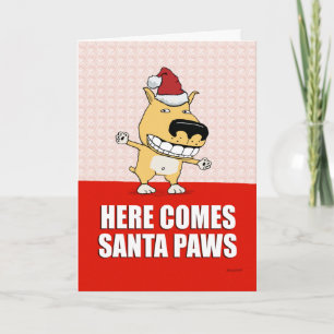 Funny Santa Paws Dog Christmas Card