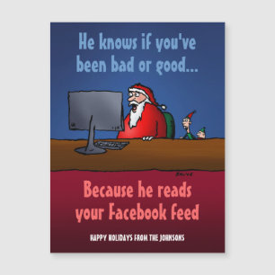 Funny Santa Personalised Holiday Magnet Card