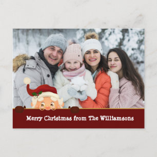 Funny. Santa Photo Bomb Red Band Christmas Photo Holiday Postcard