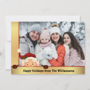 Funny Santa Photo Bombs Gold Frame Christmas Photo Holiday Card