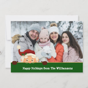 Funny Santa Photo Bombs Green Band Christmas Photo Holiday Card