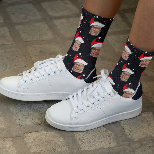 Funny Santa Photo Christmas Socks