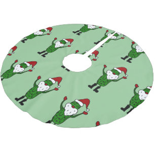 Funny Santa Pickle Christmas Tree Skirt