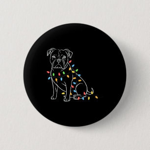 Funny Santa Pitbull Christmas Lights Pitbull Dog L 6 Cm Round Badge