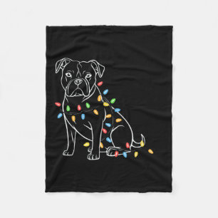 Funny Santa Pitbull Christmas Lights Pitbull Dog L Fleece Blanket