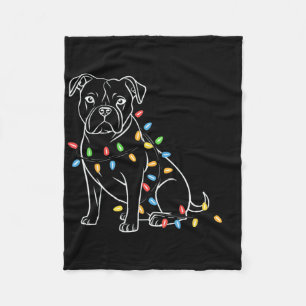 Funny Santa Pitbull Christmas Lights Pitbull Dog L Fleece Blanket