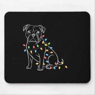 Funny Santa Pitbull Christmas Lights Pitbull Dog L Mouse Mat