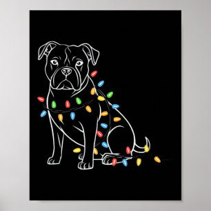Funny Santa Pitbull Christmas Lights Pitbull Dog L Poster