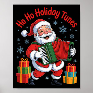 Funny Santa Playing Accordion Holiday Chrismas Xma Poster