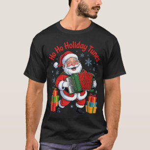 Funny Santa Playing Accordion Holiday Chrismas Xma T-Shirt