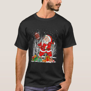 Funny Santa Playing American Football Christmas Li T-Shirt