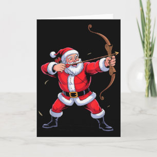 Funny Santa Playing Archery Holiday Christmas Xmas Card