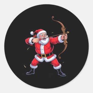 Funny Santa Playing Archery Holiday Christmas Xmas Classic Round Sticker