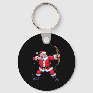 Funny Santa Playing Archery Holiday Christmas Xmas Key Ring