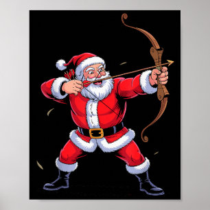 Funny Santa Playing Archery Holiday Christmas Xmas Poster