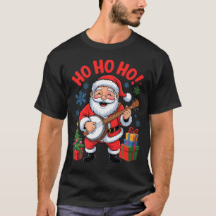 Funny Santa Playing Banjo Holiday Chrismas Xmas Pa T-Shirt