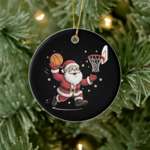 Funny Santa Playing Basketball Christmas Gift Xmas Ceramic Tree Decoration