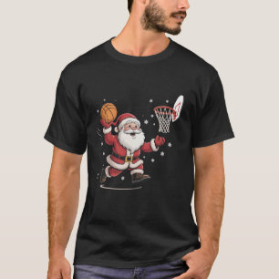 Funny Santa Playing Basketball Christmas Gift Xmas T-Shirt