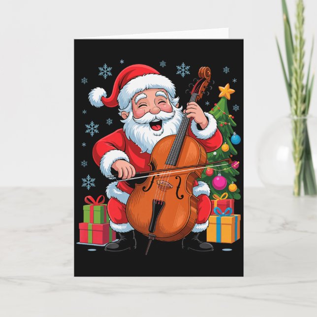Funny Santa Playing Cello Holiday Chrismas Xmas Pa Card (Front)