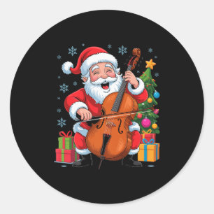Funny Santa Playing Cello Holiday Chrismas Xmas Pa Classic Round Sticker