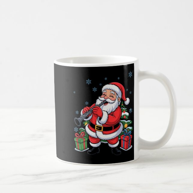 Funny Santa Playing Clarinet Holiday Chrismas Xmas Coffee Mug (Right)