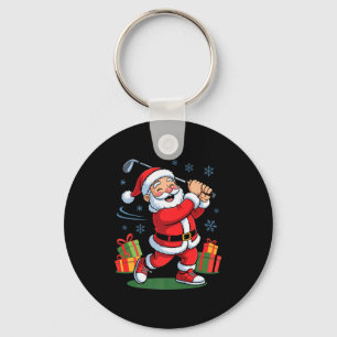 Funny Santa Playing Golf Holiday Christmas Xmas Pa Key Ring