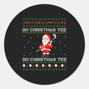 Funny Santa Playing Golf Srts Christmas Classic Round Sticker