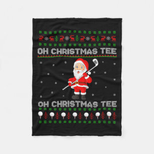 Funny Santa Playing Golf Srts Christmas  Fleece Blanket