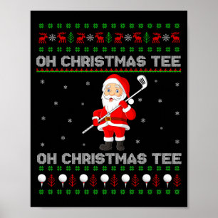 Funny Santa Playing Golf Srts Christmas Poster