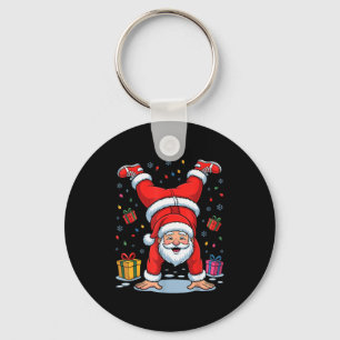 Funny Santa Playing Gymnastics Holiday Christmas X Key Ring