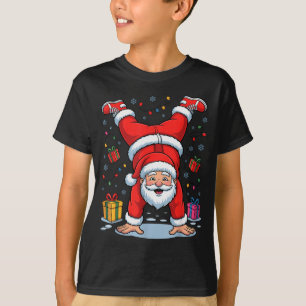 Funny Santa Playing Gymnastics Holiday Christmas X T-Shirt