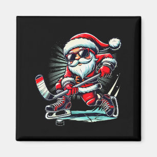 Funny Santa Playing Ice Hockey Lovers Boys Girls C Magnet